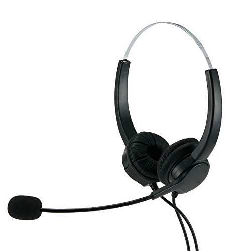 TelPal Hands-Free Call Center Noise Cancelling Corded Binaural Headset Headphone 4-Pin RJ9 Crystal Head Mic Mircrophone Desk Phone - Telephone Counseling Services, Insurance, Hospitals