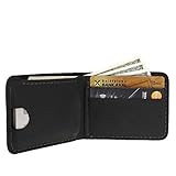 Bos Gaurus Leather Wallet - Minimalist Slim Wallet for Men - Genuine Crazy Horse Leather - Capacious and Practical with Multi-Card + Cash - Color: Black