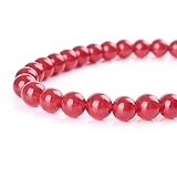 Mallofusa Artificial Jade Gemstone Loose Beads Round 6mm Jewelry Beads for Girls Bracelets Jewelry Making Best Gift Idea Ruby Red
