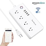 Wifi Smart Power Strip, Tonbux Surge Protector with 4 USB Charging Ports and 4 Smart AC Plugs for Multi Outlets Power Socket Extension Cord, Voice Controlled by Amazon Echo & Google Home (White)