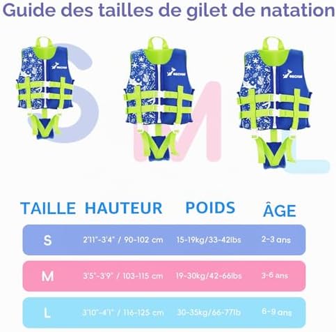 Gilet Natation Enfant Premium–Gilet Piscine Enfant Moderne pour Filles,Garçons et Tout-Petits,à Flotteur Pratique pour l'aide à la/2-3 ans/15-19 kg