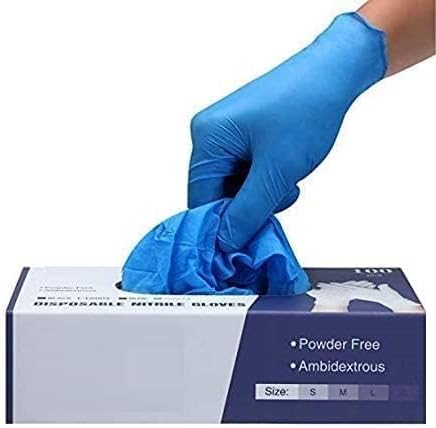 PRAIMA Powder Free Nitrile Gloves Blue Medium 100 Count Food Grade