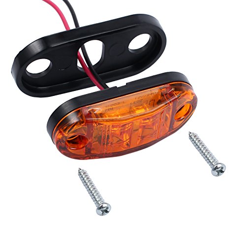 Justech 4PCS Side Marker Lights LED Front Rear Lights Lamps Universal Indicator of Position 12V 24V with Amber Bulbs for Truck Trailer Van Caravan Lorry Car Bus