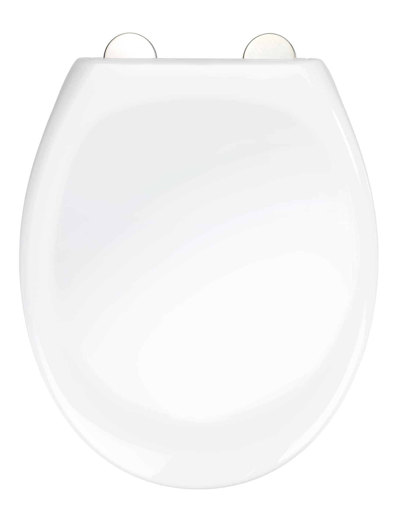 WENKO Ios loo seat, sturdy premium white thermoplastic WC seat with Easy-Close automatic soft-closing mechanism and 1-button Fix-Clip hygienic fastening made of stainless steel, 1.6 kg, 37.5 x 45 cm