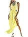 Choies Women's Yellow Cut Away Open Waist Split Holiday Beach Maxi Sundress S