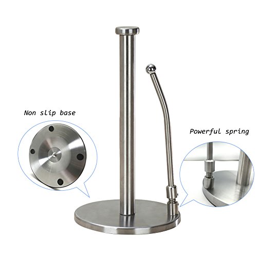 Stand Up Paper Towel Holder, Easy to Tear, Sturdy Stainless Steel, Paper Towel Dispenser with Anti Rust Weighted Base for Tissue and Garbage Bags in Roll