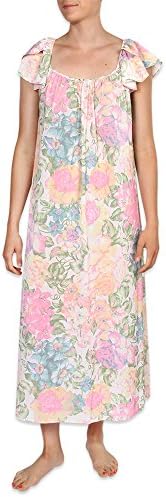 Heavenly Bodies Tricot Nightgown, Long Sleep Dress With Pastel Watercolor Floral Print, Comfortable Lightweight Fabric, Flutter Sleeves Pastel Watercolor Floral 2X Plus