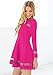 LookbookStore Women's A Line Skater Long Sleeves Mesh Panel Flare Casual Dress