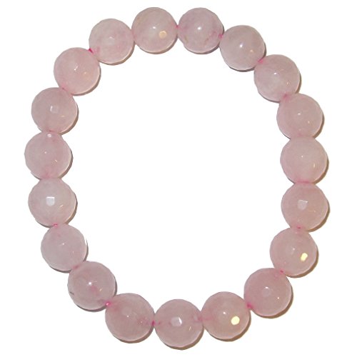 Rose quartz bracelet 32 stretch 10mm faceted pretty pin…