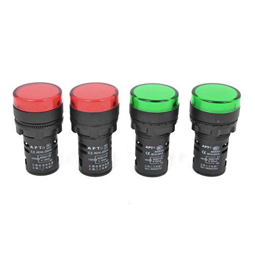 uxcell Plastic AC DC 110V 20mA Round Pilot Signal Indicator LED Lamp 4pcs Red Green