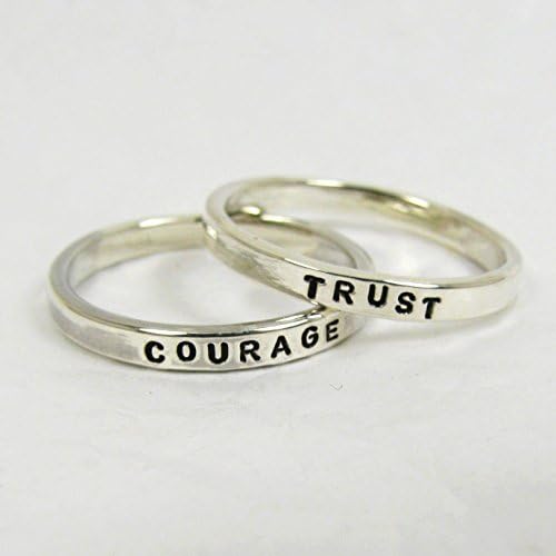 Sterling Silver Stacking Promise Rings - 2.4 mm wide, Set of 2