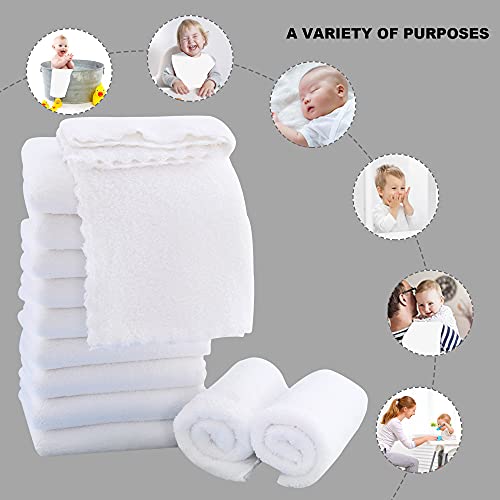 Sunny zzzZZ 6 Pack Softest Burp Cloths - Extra Thicken Absorbent and Exquisite Newborn Burp Rags - Suitable for Baby Skin, White - Burpy Cloths for Unisex, Boy, Girl