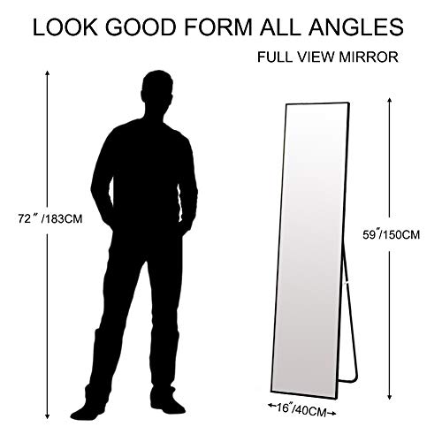 FANYUSHOW Full Length Mirror, Standing Hanging or Leaning Body Mirror, Simple Rectangle Design
