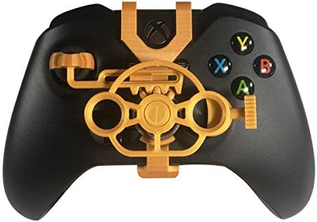 Xbox One Gaming Racing Wheel, 3D Printed Mini Steering Wheel add on for Xbox One X/Xbox One S/Elite Controller (Metallic Gold)