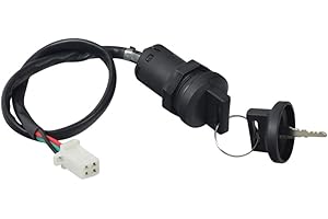 AlveyTech Key Ignition Switch Assembly for Coleman AT125-EX, AT125-UT, AT200-B, & TaoTao Raptor 200 ATVs - Replacement ATV Starter Switch with Keys, 1" Barrel, 15" Long 4-Wire Harness with Connector