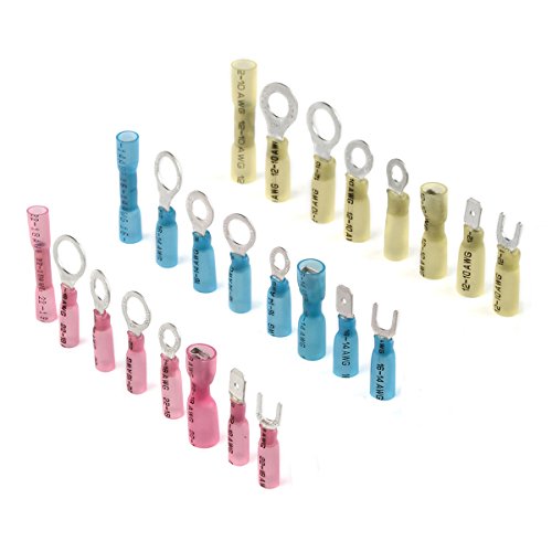 320 PCS Heat Shrink Connectors, ELETRAPICK Wire Connectors Crimp Terminals Kit, Electrical Insulated Waterproof Marine Automotive Butt Fork Ring Spade Connector Set, Red Blue Yellow 22 –10 AWG - Thumbnail 2