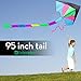 LIDERSTAR Huge Kite for Kids and Adults -Big Rainbow Kite 61 Inches Wide – Long Tail 95 inch,100 Meter String -Easy to Fly Toy for Outdoor Games and Activities -Good Plan for Memorable Fun