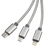 NEXCABLE Multi USB Charging Cable with Micro USB/8pin lightning/Type USB C-3foot 2Pieces