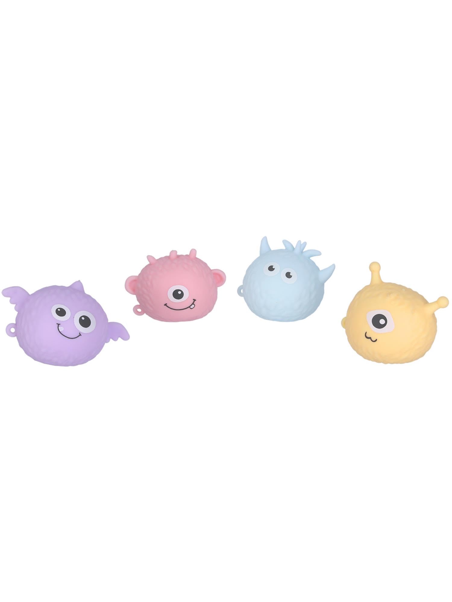 Smiffys 4" Squeezy Monsters, 12pcs Assorted Colours & Designs, in Display Box, Leisure Products Fancy Dress, Child Dress Up Jokes & Novelties