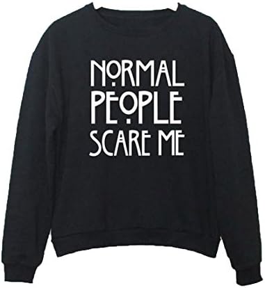 ForeverGod Womens Long Sleeve Print Baggy Crewneck Pullover Hoodies Black US L