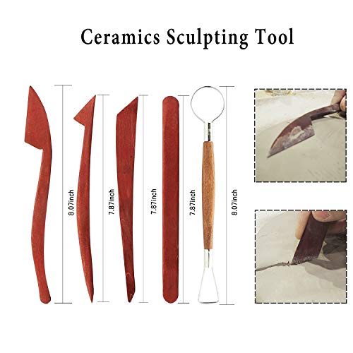 Polymer Clay Tools, Modeling Clay Sculpting Tools Kits for Pottery Sculpture, Include Wooden Dotting Tools,Rubber Tip Pens,Ball Stylus Tool,Modeling Tools Pottery Tools,Rosewood Ceramics Tool (20Pcs)