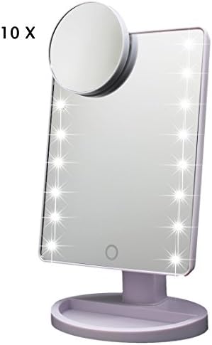 LED Touch Screen Makeup Mirror Professional Vanity Mirror With 16 LED Lights Adjustable Countertop 180 Rotating +10x Magnifying Mirrors (Batteries not Included)