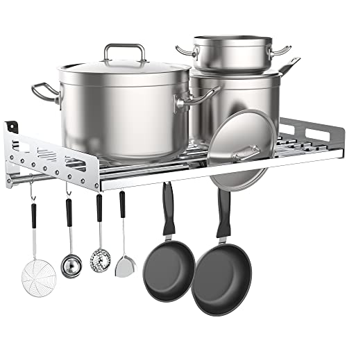 23 Inch Stainless Steel Wall Shelf Metal Shelving Heavy Duty Commercial or Household Grade Wall