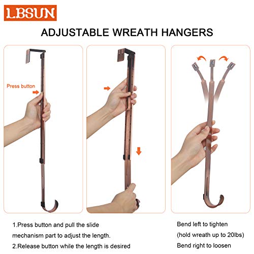 LBSUN L-05, Adjustable Hanger Holder & Wreath Hook Door, Bronze