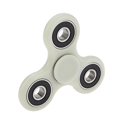 Anself Luminous Tri Fidget Hand Finger Spinner Spin Widget Focus Toy Hybrid Ceramic Bearing EDC Pocket Desktoy Triangle Gift for ADHD Children Adults, Glowing In The Dark