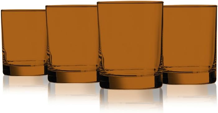Amazon Com Orange Colored Beverage Aristocrat Double Old Fashioned Glasses 14 Oz Set Of 4 Additional Vibrant Colors Available Old Fashioned Glasses amazon com