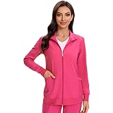 COZYFIT Scrub Jackets for Woman, Zip Front Nurse Jacket, 4-Way Stretch Fabric