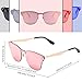 Mirrored Sunglasses for Women Men, Rimless Metal Frame with Sunglasses Case 3576 (PINK)