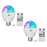 OTTFF Dimmable E27 RGB LED Party Lighting Bulb Disco DJ Stage Bar Xmas Effect with Remote Control(2 Pack）