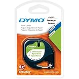 DYMO LetraTag Labeling Tape for LetraTag Label Makers, Black print on White paper tape, 1/2'' W x 13' L, 2 rolls (10697)