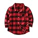 Kids Little Boys Girls Baby Long Sleeve Button Down Red Plaid Flannel Shirt Plaid Girl Boy NB-6T(2-3T, Red)