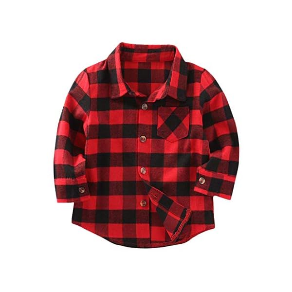 Kids Little Boys Girls Baby Long Sleeve Button Down Red Plaid Flannel Shirt Plaid Girl Boy NB-6T