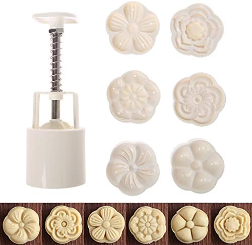HotelLee Mooncake Mold With 6 Stamps Maamoul Mold Cookie Mold DIY