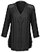 MBE Women's 3/4 Roll Up Sleeve V-neck Button Down Pintuck Lace Back Blouse Top