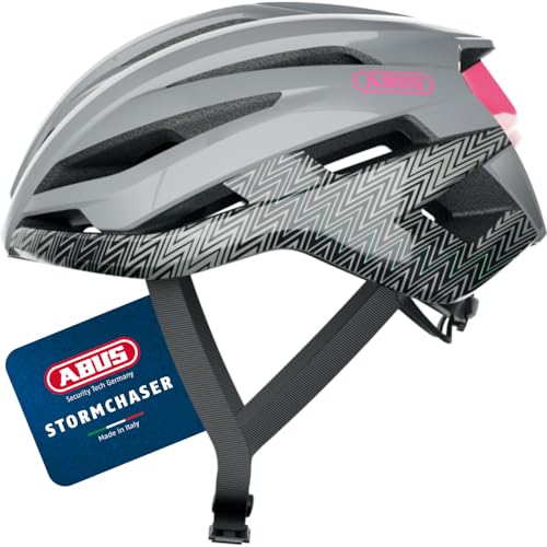 ABUS Rennradhelm StormChaser - Leichter und komfortabler Fahrradhelm für professionellen Radsport für Damen und Herren - Grau/Rosa, Größe L