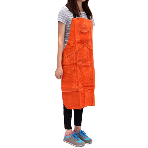 GGGarden Soldering Apron Cowhide Leather Welding Protective Apron Heat Resistant Soldering Mechanic Smock
