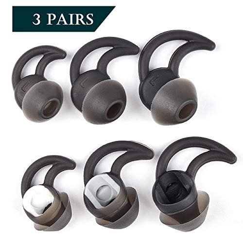 Replacement Silicone Earbuds Ear Buds Tips Eargel Isolation Double Flange for Bose QuietControl 30 QC20 QC20i QC30 Soundsport SIE2 SIE2i IE2 IE3 Wireless Headphones Earphones 3 Pairs S M L (Black) - Thumbnail 6