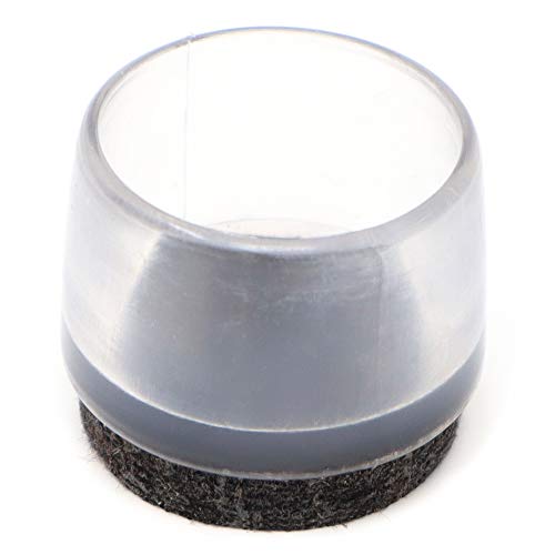 Adsamm® / 16 x Leg tips with felt for round tubes | ø for round tubes 0.83 - 0.87  (21 - 22 mm) | trasparente | round | outer caps with felt for tubular steel chairs