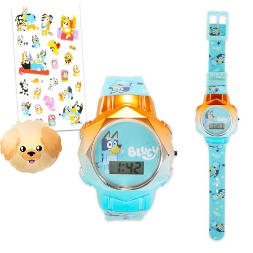 Bluey Watch for Girls - Digital LCD Watch with Bluey Straps, Stickers & Easy-to-Read Display - Ages 3+