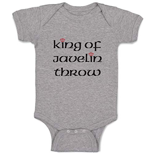 Custom Boy & Girl Baby Bodysuit King of Javelin Throw Sport Funny Cotton Baby Clothes Oxford Gray Design Only 12 Months