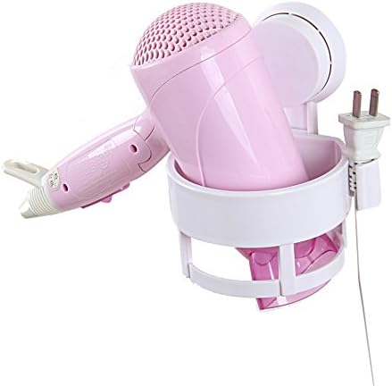 Hair dryer Holder Shower Room Household Plastic Wall Mounted Lock Suction Cup Hair Dryer Hair Drier Storage Organizer Rack Hair Blower Holder Stand for Home Bathroom (White)