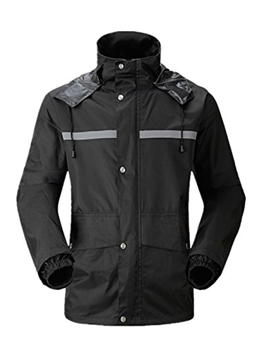 Spring fever Men's lightweight Rain Jacket And Pant Work Protective Rain Suit Black XXXX-Large