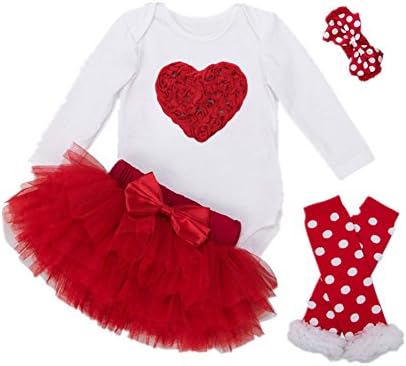 SUMNEE Newborn Baby Girls'Tutu Outfit Party Skirt Dress 4PCS (S 3-6 months)