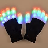 Goldenwide® LED Flashing Finger Light Gloves - 7 Colors Party Light Show Dancing Gloves for Clubbing, Rave, Birthday, EDM, Disco and Dubstep Party (Black and White)