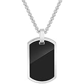 Geoffrey Beene Men's Stainless Steel Engravable Dog Tag Pendant Box Chain Necklace
