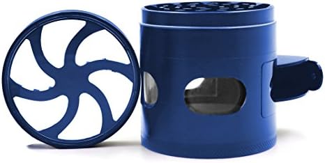 AIMAKE New Design Herb Weed&amp; Spice 4 Piece Large 2.5 Inches Flash Windows Mills Grinder with Pollen Catcher(Blue)